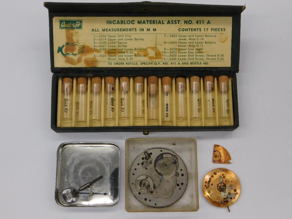 Vintage Incabloc Watch Repair Material Kit with Additional Parts Watchmaker Watchmaking Tools: Vintage Incabloc Watch Repair Material Kit with Additional Parts Watchmaker Watchmaking Tools