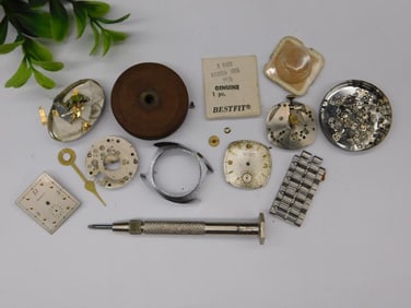 Vintage Watch Parts and Tools Lot Watchmaker Watchmaking Tools