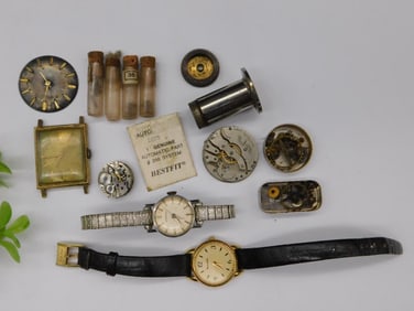 Vintage Watch Parts and Watches Lot Watchmaker Watchmaking Tools