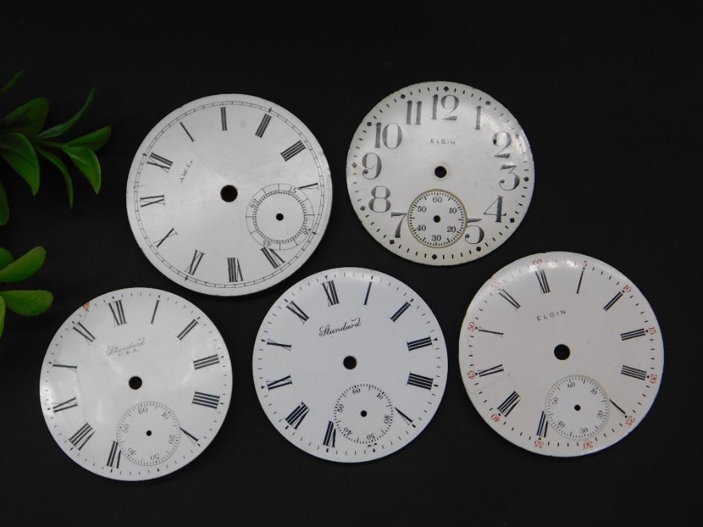5 Vintage Enamel Pocket Watch Faces Watchmaker Watchmaking Tools: 5 Vintage Enamel Pocket Watch Faces Watchmaker Watchmaking Tools