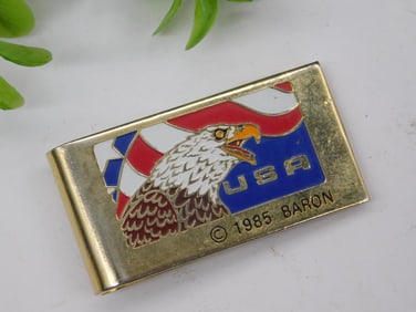 1985 Baron USA Eagle Motif Brass Money Clip Watchmaker Watchmaking Tools