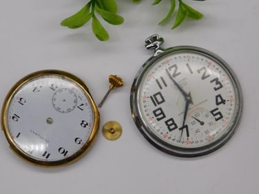 2 Pocket Watch Movements with Parts for Repair Watchmaker Watchmaking Tools