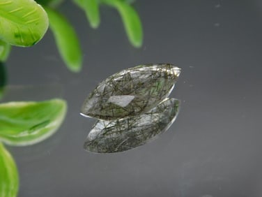 Marquise-Cut Rutilated Quartz Gemstone ROCK STONE LAPIDARY SPECIMEN