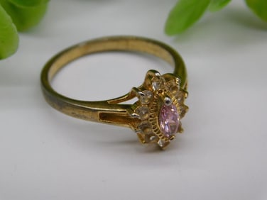 Gold-tone Ring With Pink and Clear Stones