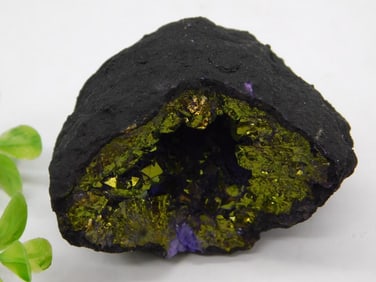 Geode with Yellow and Purple Crystal Formation