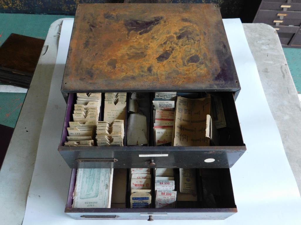 Metal Cabinet With Watch Mainsprings WATCHMAKING WATCHMAKER TOOLS: Metal Cabinet With Watch Mainsprings WATCHMAKING WATCHMAKER TOOLS