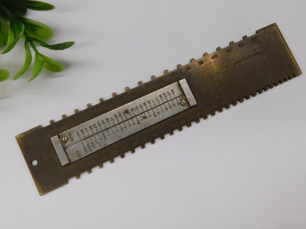 Vintage Brass Gear Tooth Gauge with Slider Scale Watchmaker Watchmaking Tools: Vintage Brass Gear Tooth Gauge with Slider Scale Watchmaker Watchmaking Tools