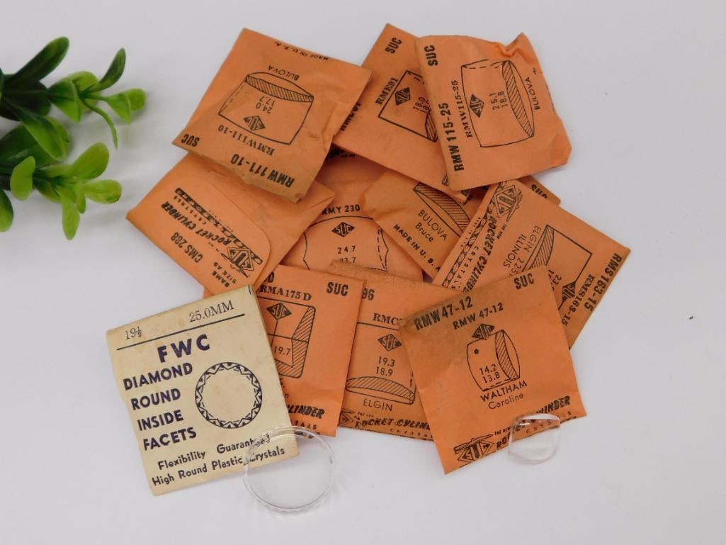 Vintage Watch Crystal Packets Watchmaker Watchmaking Tools: Vintage Watch Crystal Packets Watchmaker Watchmaking Tools