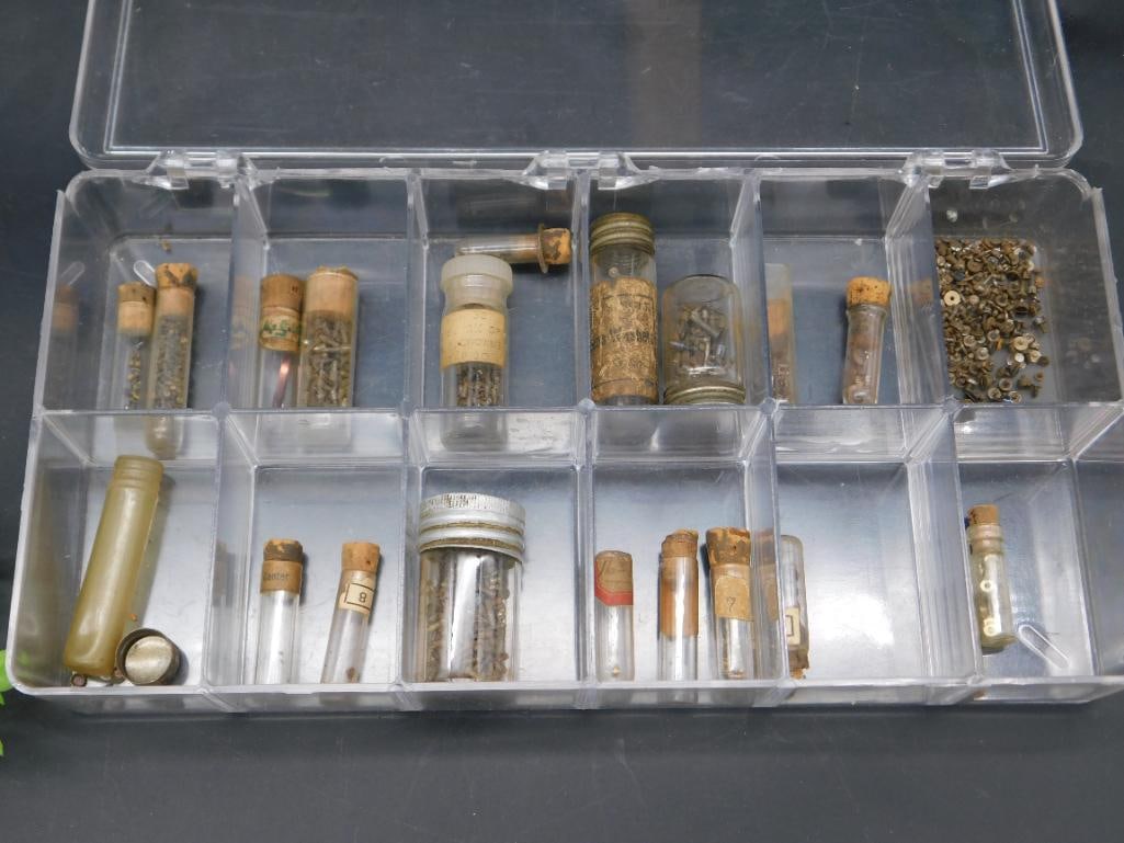 Various Vintage Glass Vials and Contents Watchmaker Watchmaking Tools: Various Vintage Glass Vials and Contents Watchmaker Watchmaking Tools