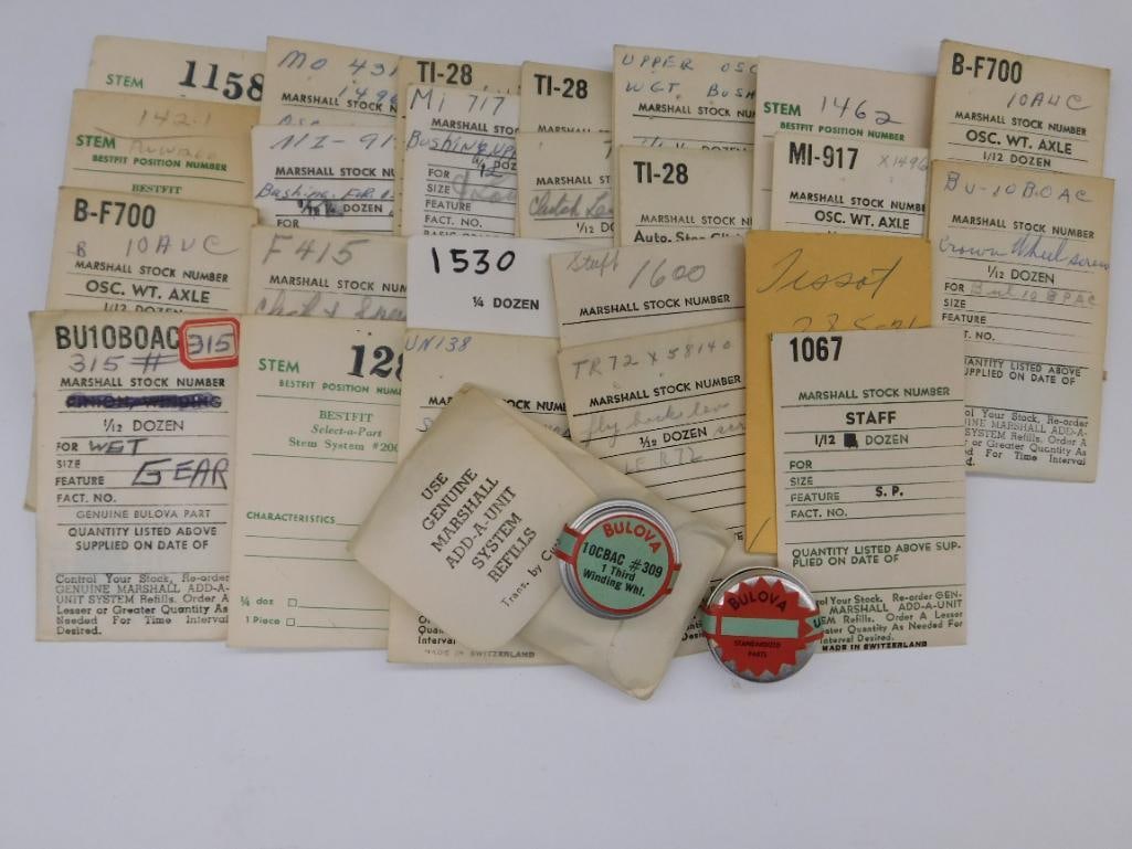 Vintage Bulova Watch Parts and Tags WATCHMAKING WATCHMAKER TOOLS: Vintage Bulova Watch Parts and Tags WATCHMAKING WATCHMAKER TOOLS