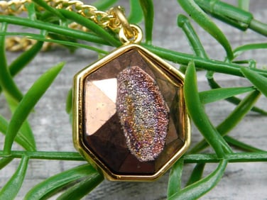 TITANIUM DRUZY PENDANT NECKLACE ROCK STONE LAPIDARY SPECIMEN