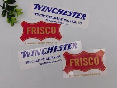 WINCHESTER AND FRISCO ADVERTISING STICKERS VINTAGE ANTIQUE