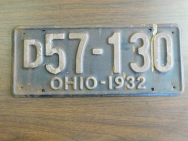 Vintage Antique License Plate 1932 US Ohio Collectible 107