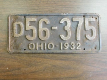 Vintage Antique License Plate 1932 US Ohio Collectible 108