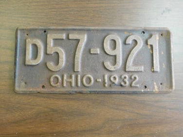 Vintage Antique License Plate 1932 US Ohio Collectible 110