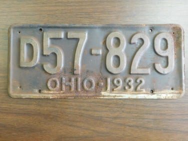 Vintage Antique License Plate 1932 US Ohio Collectible 114