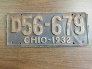 Vintage Antique License Plate 1932 US Ohio Collectible 116
