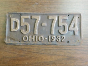 Vintage Antique License Plate 1932 US Ohio Collectible 121
