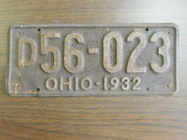 Vintage Antique License Plate 1932 US Ohio Collectible 124