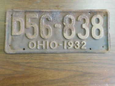 Vintage Antique License Plate 1932 US Ohio Collectible 127