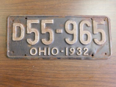 Vintage Antique License Plate 1932 US Ohio Collectible 128