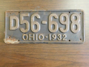 Vintage Antique License Plate 1932 US Ohio Collectible 129