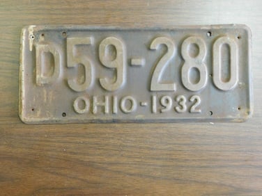 Vintage Antique License Plate 1932 US Ohio Collectible 130