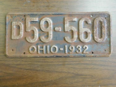 Vintage Antique License Plate 1932 US Ohio Collectible 132