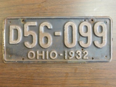 Vintage Antique License Plate 1932 US Ohio Collectible 134