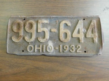 Vintage Antique License Plate 1932 US Ohio Collectible 135