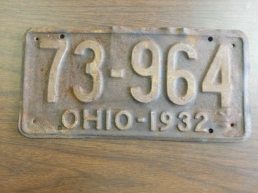 Vintage Antique License Plate 1932 US Ohio Collectible 136