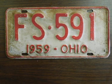 Vintage Antique License Plate 1959 US Ohio Collectible 139