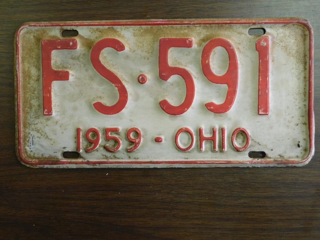 Vintage Antique License Plate 1959 US Ohio Collectible 139: Vintage Antique License Plate 1959 US Ohio Collectible 139