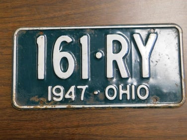 Vintage Antique License Plate 1947 US Ohio Collectible 174