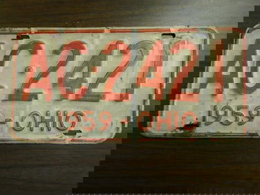 Vintage Antique License Plate 1959 US Ohio Collectible 180