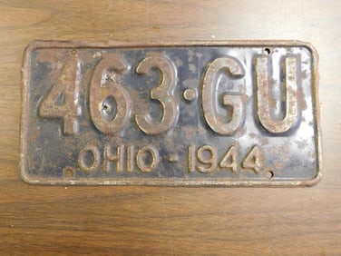 Vintage Antique License Plate 1944 US Ohio Collectible 181