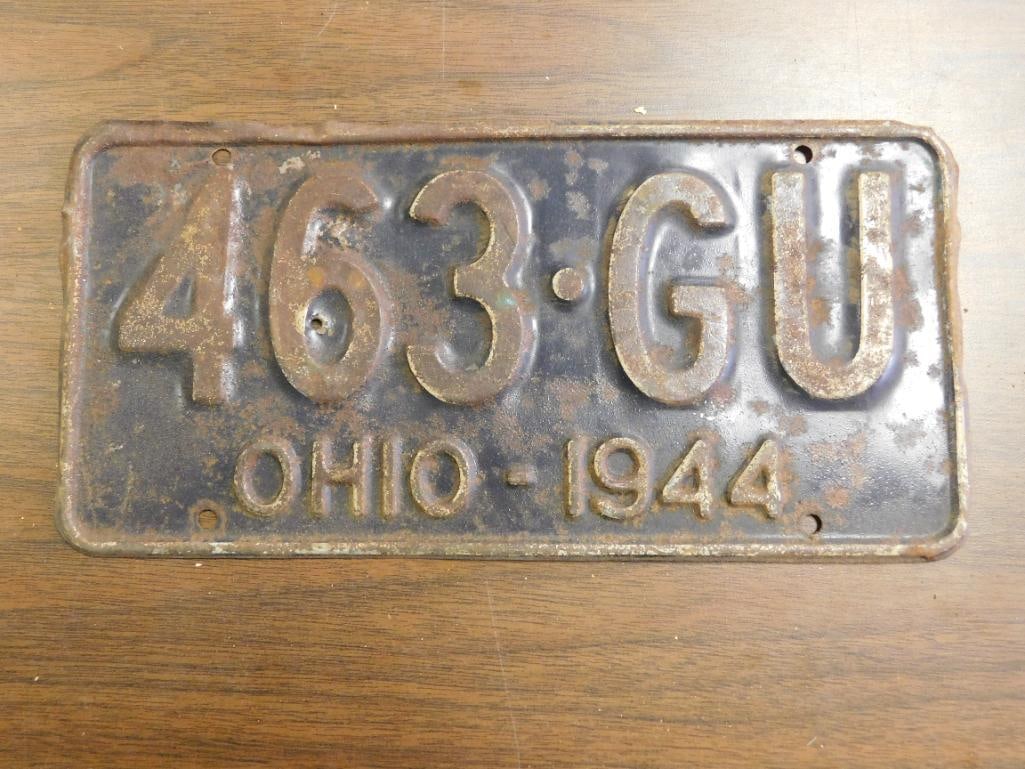 Vintage Antique License Plate 1944 US Ohio Collectible 181: Vintage Antique License Plate 1944 US Ohio Collectible 181