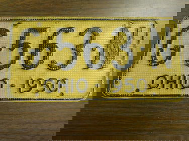 Vintage Antique License Plate 1950 US Ohio Collectible 184