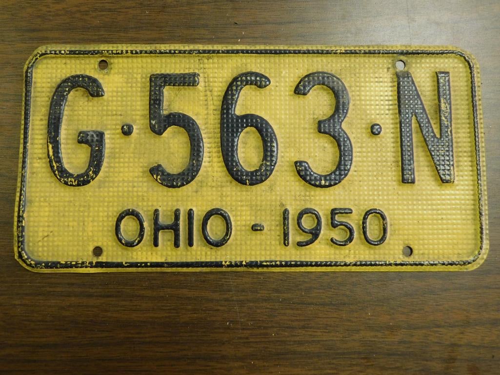 Vintage Antique License Plate 1950 US Ohio Collectible 184: Vintage Antique License Plate 1950 US Ohio Collectible 184