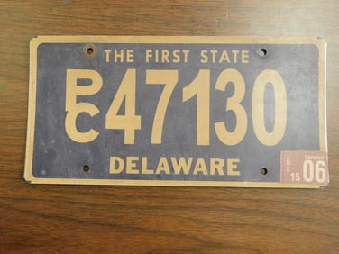 Vintage Antique License Plate US Delaware Collectible 202