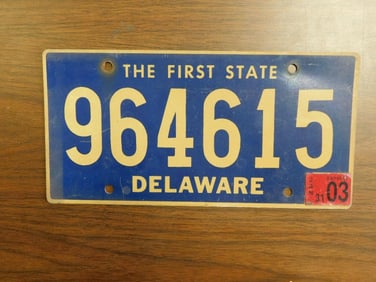 Vintage Antique License Plate US Delaware Collectible 206