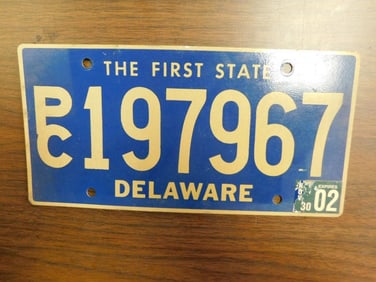 Vintage Antique License Plate US Delaware Collectible 210