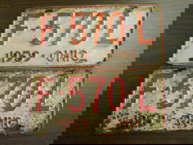 Vintage Antique License Plates 1959 US Ohio Collectible 218