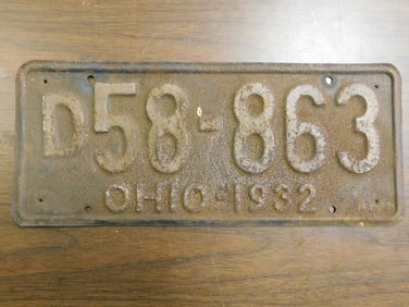 Vintage Antique License Plate 1932 US Ohio Collectible 255