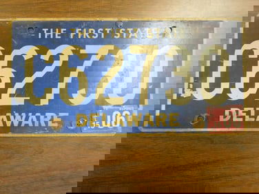 Vintage Antique License Plate US Delaware 256
