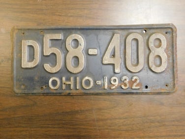 Vintage Antique License Plate 1932 US Ohio Collectible 257