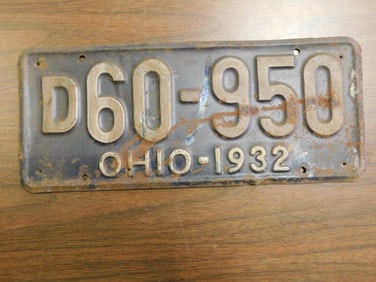 Vintage Antique License Plate 1932 US Ohio Collectible 259