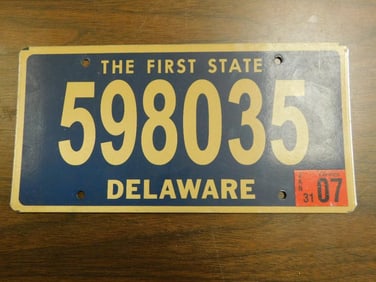 Vintage Antique License Plate US Delaware Collectible 260