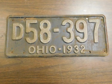 Vintage Antique License Plate 1932 US Ohio Collectible 261