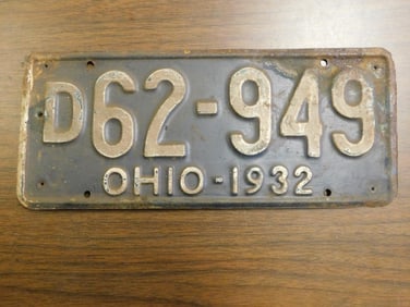 Vintage Antique License Plate 1932 US Ohio Collectible 262